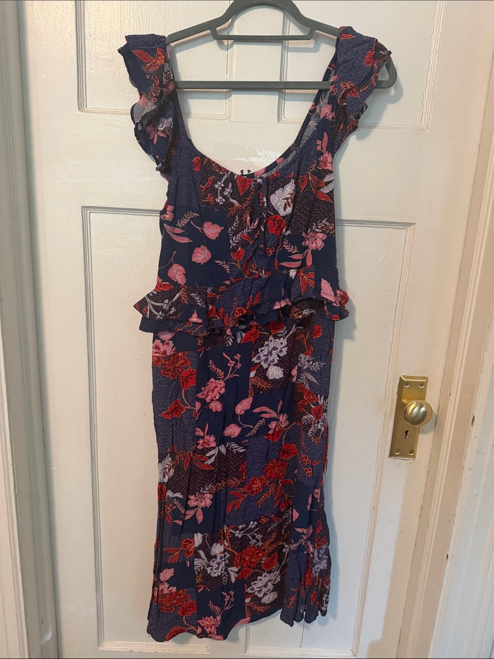 sofia by sofia vergara Navy Floral Ruffle Maxi Dress